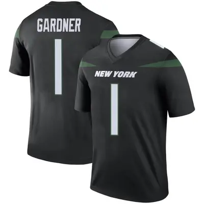 Men's Legend Sauce Gardner New York Jets Black Stealth Color Rush Jersey