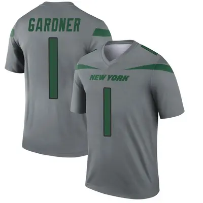 Men's Legend Sauce Gardner New York Jets Gray Inverted Jersey
