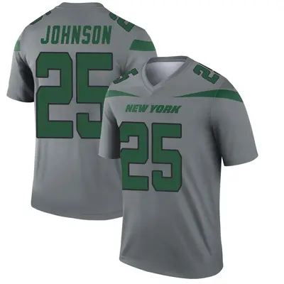 Men's Legend Ty Johnson New York Jets Gray Inverted Jersey