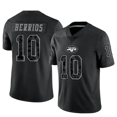 Men's Limited Braxton Berrios New York Jets Black Reflective Jersey