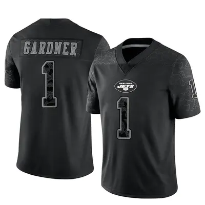Men's Limited Sauce Gardner New York Jets Black Reflective Jersey