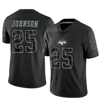 Men's Limited Ty Johnson New York Jets Black Reflective Jersey