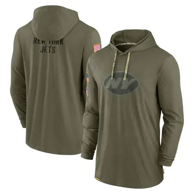 Men's New York Jets Olive 2022 Salute to Service Tonal Pullover Hoodie