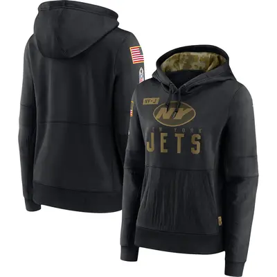 Women's New York Jets Black 2020 Salute to Service Performance Pullover Hoodie