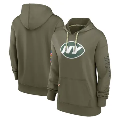 Women's New York Jets Olive 2022 Salute to Service Performance Pullover Hoodie