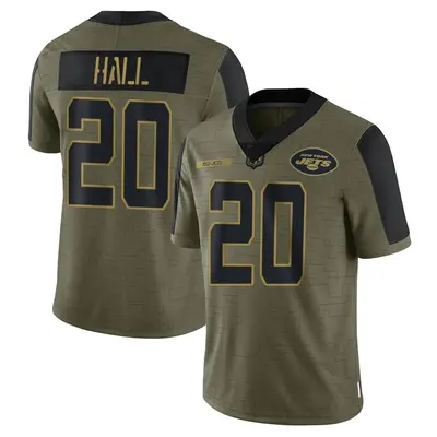 Youth Limited Breece Hall New York Jets Olive 2021 Salute To Service Jersey