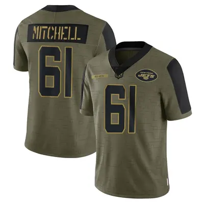 Youth Limited Max Mitchell New York Jets Olive 2021 Salute To Service Jersey