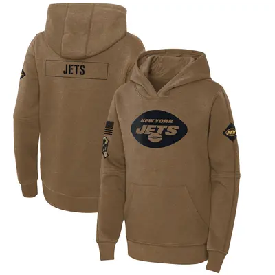 Youth New York Jets Brown 2023 Salute to Service Club Fleece Pullover Hoodie