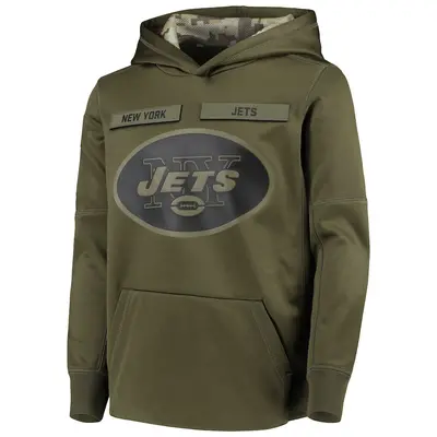 Youth New York Jets Green 2018 Salute to Service Pullover Performance Hoodie