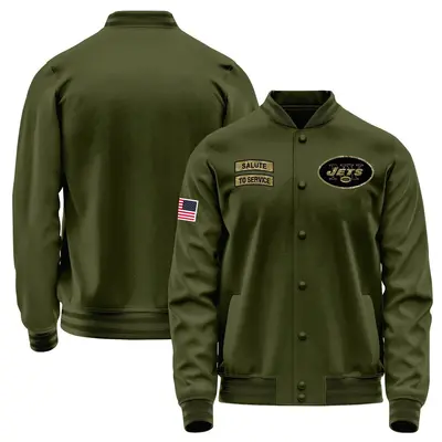 Youth New York Jets Olive Salute to Service Sideline Performance Jacket